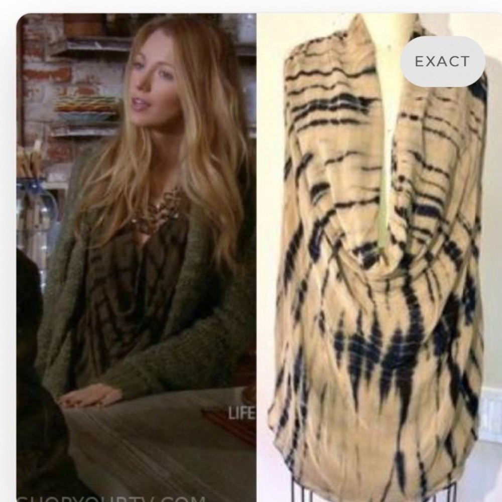 ASOTV NWT Maggie Ward Silk Tank Gossip Girl Serena Tan Tie Dye 2010s S FLAW